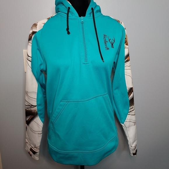 Huntworth 1/4 Zip Hoodie Blue/White Camo Size: Small - Picture 2 of 14